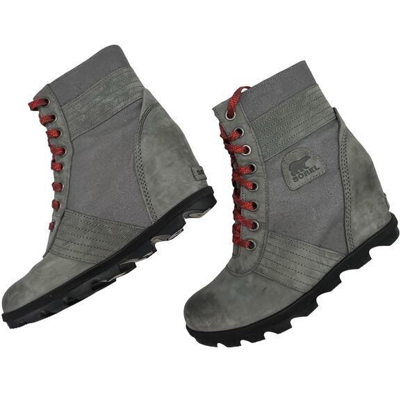 Sorel (11) Lexie Wedge Boot Quarry Waterproof Ankle Grey Winter Snow Rain - Picture 5 of 14